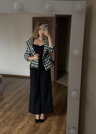 Білий жіночий жакет піджак однотонний блейзер розмір л кардиган гусячі лапки піджак із поясом3 фото