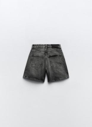 Шорты zara mom fit z1975 7223/024/802 джинсовые серые графит