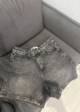 Шорты zara mom fit z1975 7223/024/802 джинсовые серые графит