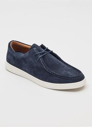 Чоловічі темно-синього кольору замшеві шкіряні мокасини туфлі ben sherman