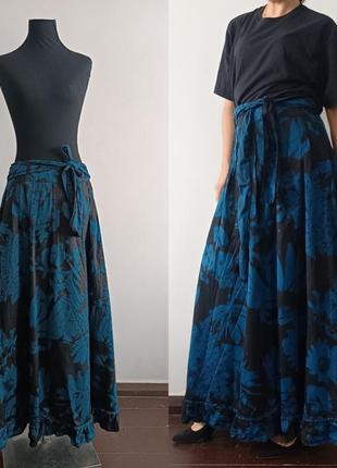 Длинная объёмная юбка в пол из хлопка чёрно-синяя esprit eur 34, us 4, uk 8