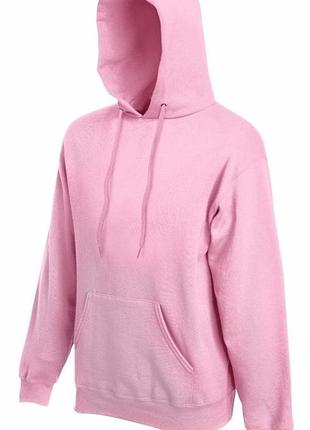 Мужская толстовка худи fruit of the loom classic hooded sweat с капюшоном на тонком флисе светло розовый, s