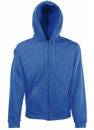 Мужская худи на замке с начесом classic hooded jacket с капюшоном на тонком флисе zip hoodie ярко синий, s