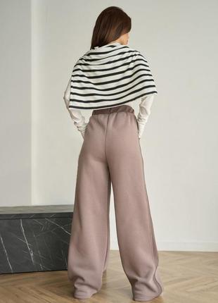Брюки палаццо с лампасами на флисе новинка осень 2024