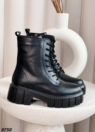 Женские зимние кожаные ботинки с мехом на молнии натуральная кожа зима