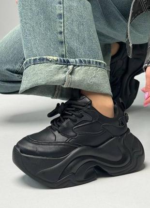 Масивні жіночі кросівки висока підошва в стилі опіум balmain колір чорний весна осінь женские массивные кроссовки высокая платформа опиум