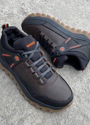 Мужские зимние кожаные ботинки merrell