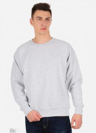 Мужской свитшот с начесом на тонком флисе classic raglan sweat реглан свитер толстовка светло серый, s