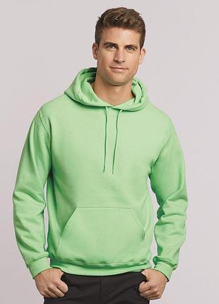 Мужская толстовка худи gildan с начесом heavy blend hoodie с капюшоном на тонком флисе зеленый ментол, s