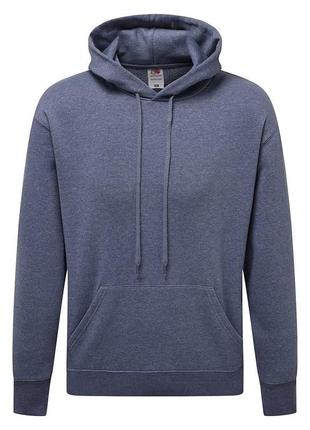 Мужская толстовка худи classic hooded sweat с капюшоном на тонком флисе темно-синий меланж, s