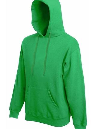 Мужская толстовка худи fruit of the loom classic hooded sweat с капюшоном на тонком флисе ярко-зеленый, s