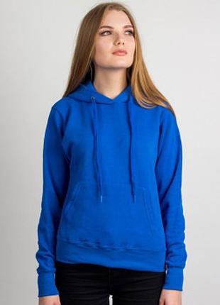 Женская приталенная худи толстовка lady classic hoodie с капюшоном на тонком флисе ярко-синий, s