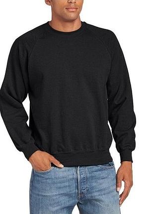 Мужской свитшот с начесом на тонком флисе classic raglan sweat реглан свитер толстовка черный, s