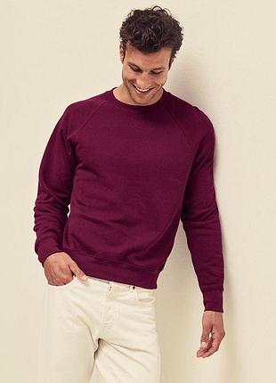 Мужской свитшот с начесом на тонком флисе classic raglan sweat реглан свитер толстовка бордовый, s