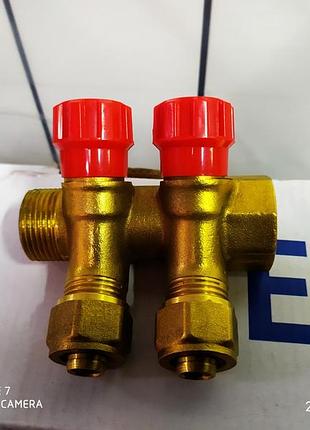 Коллектор вентильный для трубы 16 мм. на 2 выхода