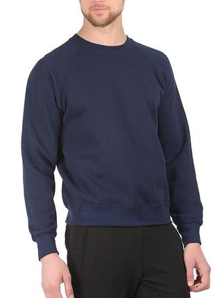 Мужской свитшот на тонком флисе classic raglan sweat реглан свитер толстовка глубоко-темно-синий, s
