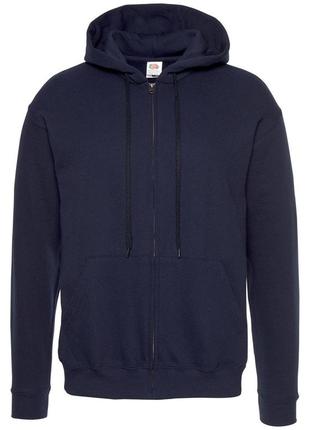 Мужская худи на замке classic hooded jacket с капюшоном на тонком флисе zip hoodie глубоко темно синий, s