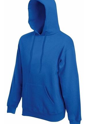 Мужская толстовка худи fruit of the loom classic hooded sweat с капюшоном на тонком флисе ярко-синий, s