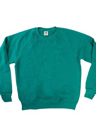Мужской свитшот с начесом на тонком флисе classic raglan sweat реглан свитер толстовка изумрудный, s