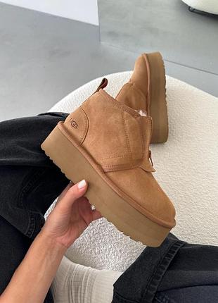 Замшеві угги ugg neumal platform zipper chestnut