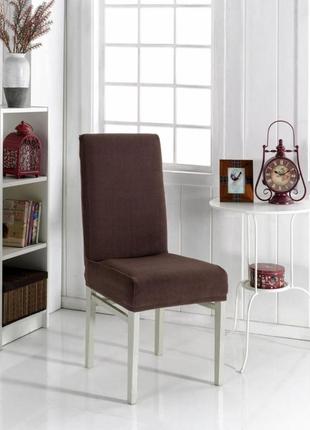 Чехол на стул универсальный коричневый квадратик evibu турция 50185