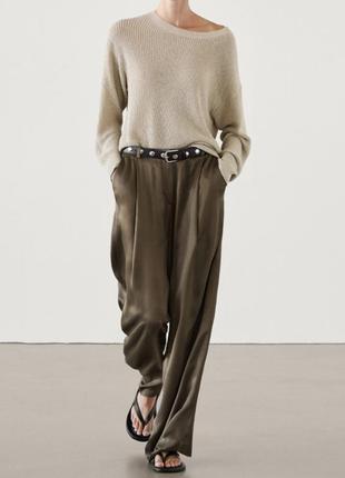 Прямі широкі штани брюки палацо massimo dutti під оксамит віскоза