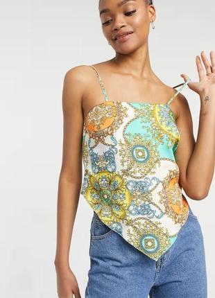 Брендовая атласная майка топ river island этикетка