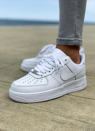 Nike air force 1 low white женские кроссовки найк аир форс белые кожаные