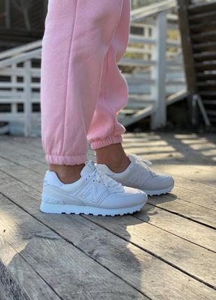 New balance 5↑4 white женские кроссовки deblenc белые9 фото