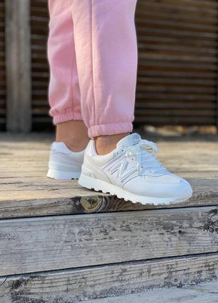 New balance 5↑4 white женские кроссовки deblenc белые5 фото
