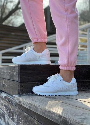 New balance 5↑4 white женские кроссовки deblenc белые10 фото