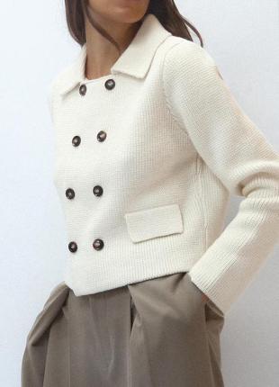 Двубортный кардиган бежевый zara new