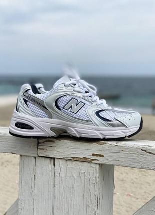 New balance 53o white/silver/blue жіночі кросівки нью беланс