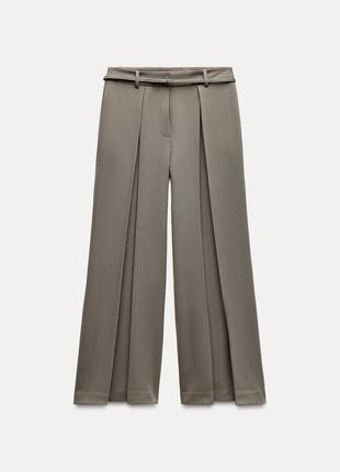 Широкі штани бежеві висока посадка zara new4 фото