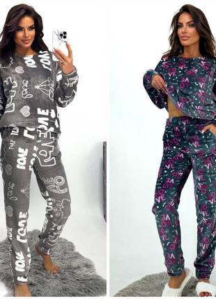 Жіноча тепла плюшева піжама , кофта+штани
•мод# 343

тканина: махра двостороння шлiфована турецька