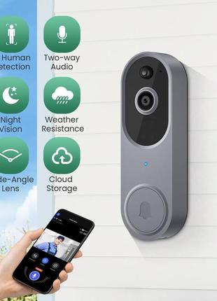 Розумний відеодомофон з камерою wi-fi, бездротовим зв'язком, двостороннім...