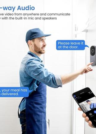Розумний відеодомофон з камерою wi-fi, бездротовим зв'язком, двостороннім...