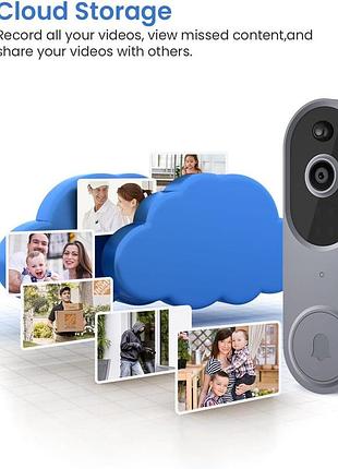 Розумний відеодомофон з камерою wi-fi, бездротовим зв'язком, двостороннім...