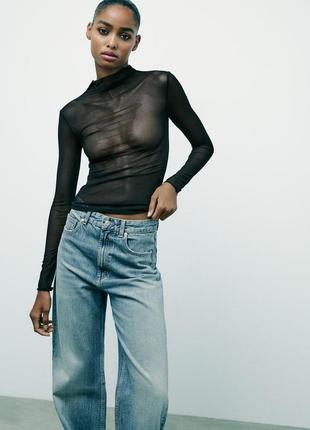Тюлевой черный топ полупрозрачный zara new