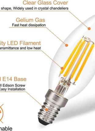 Світлодіодна лампа для свічок greehse e14 для люстри, світлодіодна лампа розжарювання...