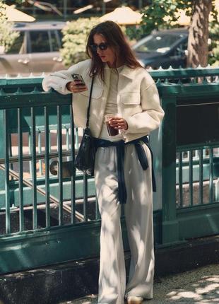 Укороченная бежевая куртка из букле zara new