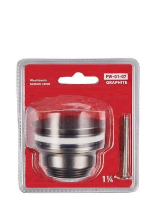 Донный клапан для умывальника pw-01-07 1 1/4'' (кнопка) цвет графит,чехия