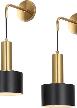 Набір з 2 чорних настінних бра, сучасний ретро індустріальний настінний світильник регульований, світлодіодний