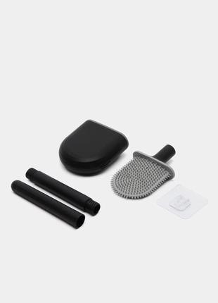 Туалетний йорж силіконовий для унітаза "loft" (лофт, трансформер) чорний матовий, wuke