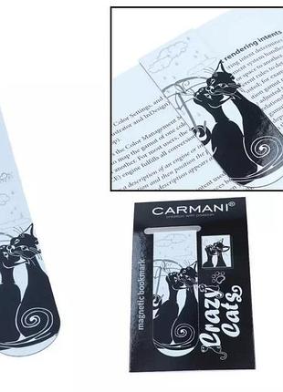 Магнитная закладка carmani черно-белые коты, 30x100 мм(013-4041)