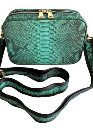 Сумка кросбоді жіноча зі шкіри пітона ekzotic leather 22,5x15,5x7,5 см зелений (snc04)