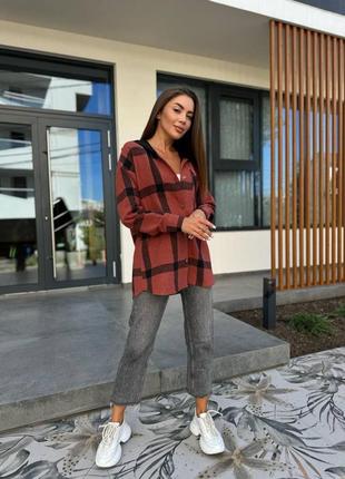 Кашемировая рубашка с капюшоном рубашка в клетку свободного кроя серая голубая зеленая бежевая бордовая оранжевый красная10 фото