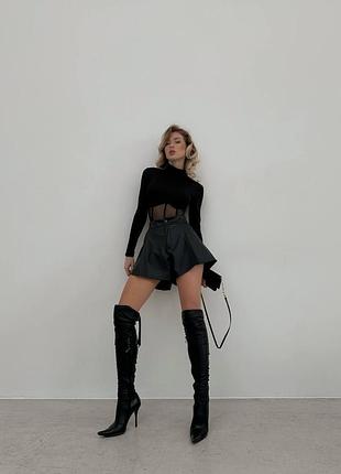 Жіночі стильні шкіряні короткі шорти