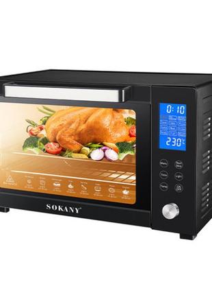 Багатофункціональна духовка електрична настільна sokany sk-10011об'ємом 50літрів з таймером, чорний, зручна