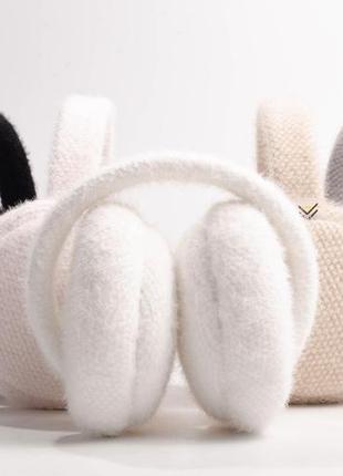 Складні теплі зимові навушники ангора колір сірий жіночі навушники дитячі навушники...